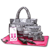 CiPU CT-Bag 2.0 ECO Diaper Bag Tote 9 Piece Combo Set (Metallic Grey)